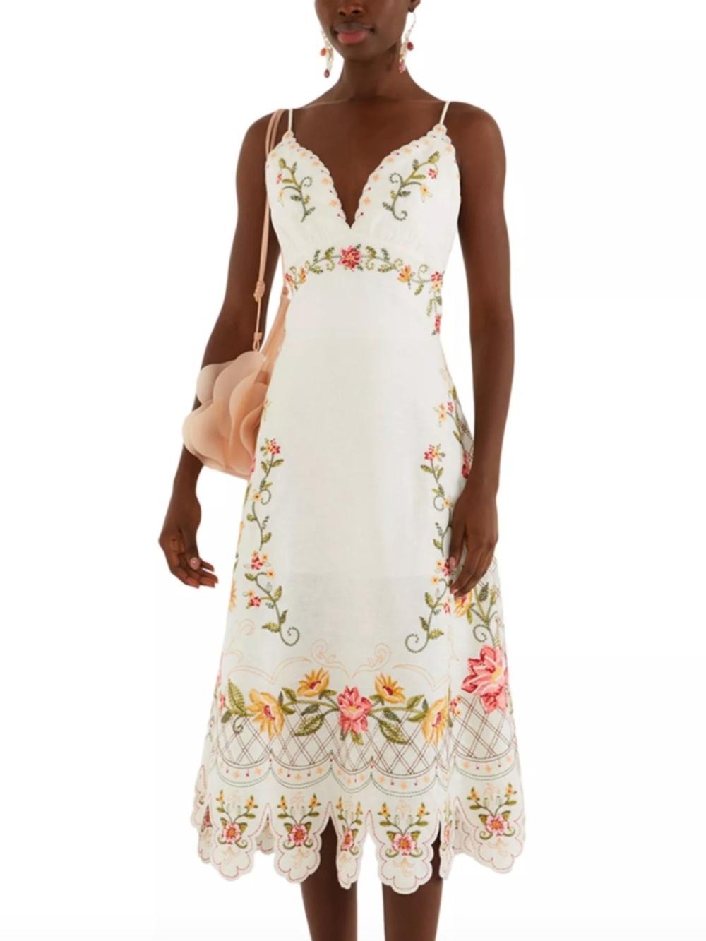 NWT Farm Rio Flower Embroidery Sleeveless Midi Dress | Boho Maxi-Style